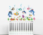 Sk7070 Sticker Ocean Wall Decal for Kids Toddler Baby Shark Turtle Fish bubbles - Image 6