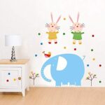 Ncs0035 Cartoon elephant and rabbit wall stickers, suitable for living room bedroom kids room - Image 2