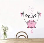 Jm8245 Cute pink cat wall sticker Premium Waterproof Vinyl Decal Stickers for Laptop Car Window Bumper Mug Tuber Cup Door Wall Decoration , - Image 2