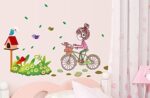 ren Empower Multicolor A Little Charming Girl Riding on Her Bike Large Wall Sticker Ay7085 - Image 6