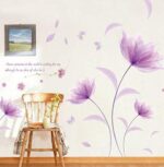 decorative wall Purple Flowers In The Wind Wall Decoration DIY Wall Sticker Muurstickers Home Decor Bedroom Background Decoration Stickers ee - Image 3