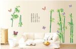 Mj9003 47 inches x 33 inches Chinese Poem Green Bamboo Flying Butterflies Peel and Stick Wall Decals Chinese Style Removable Vinyl Murals for Living Room Bedrooms Family Nursery Home Arts - Image 5