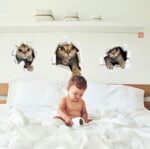 3PCS 3D Cats Wall Sticker Cartoon Animal Hole View Decals Removable DIY Decoration Pet Love for Baby Kids Nursery Room Kitchen Living Room Bedroom Bathroom size 50x70 sk6071 - Image 2