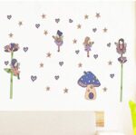 Lovely Cartoon Mushroom Star Girl Wall Stickers Removable Wall Decals Home Decor Pvc Art Mural Bedroom Kitchen Room Nursery Decoration - Image 3
