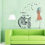 Cycling girl bedroom living room background character wall sticker MJ7008 - Image 3