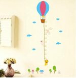 Jm8264 Wall Sticker Cartoon hot air balloon Height Ruler Wall Art Sticker Wall paper Blue - Image 3