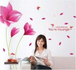 Removable Romantic Pink Orchid 3D Wall Paper For Home Decor, Waterproof Wallpaper For Living Room Baby Kids Girls Bedroom Decorative, Diy Wall Sticker, Wall Decals size 60x90 ay9277 - Image 2