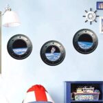 DNVEN 13 inches x 13 inches x 3pcs Set of 3 3D Astronaut Spaceman Galaxy Space Window View Faux Submarine Window Partial Frosted Frosting Murals Wall Decals Removable Wall Stickers for Bedrooms - Image 8