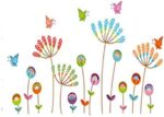 Colorful Cartoon Dandelion Wall Paper, Butterfly Flowers ， Background Wall Sticker for Home Kindergarten Decor - Image 5