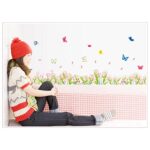Rjjrr Pink flower butterfly wall stickers home decor DIY bedroom skirting board walls decal mural size 50x70 xls7021 - Image 3