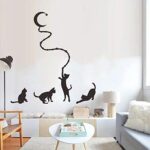 Kids Wall Decals,Wall Decor Stickers For Living Room,Four Cats And Moon Background Wall Stickers Hand-Painted Wall Stickers Removable Self-Adhesive  nc4kit- 32x57 w5 - Image 2