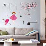 Sk7157 Peach Blossom Girl Wall Sticker - Image 5