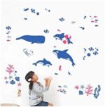 Kids nursery baby room decor DIY Whale Fish Underwater Wall Sticker Removable Decals size 50x70 dm4560009 - Image 2