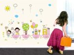 Cartoon girl rabbit balloon butterfly wallpaper flower windmill sun wall stickers children room classroom kindergarten wallpaper living room bedroom wall sticker size 50x70 ay7060 - Image 2