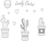 Lovely Sunflower Cactus Pot Plants Pastoral Style Wall Stickers Wall Decal size 60x90 jm8215 - Image 3