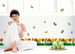 Tulip Flowers Butterflies Wall Stickers Removable Wall Decals Home Decor PVC Art Mural Baby Boys Girls Kids Bedroom Kitchen Decoration Wall Stickers Posters size 50x70 dlx501 - Image 4