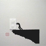 ISEE 360® Cartoon Man Pushing The Switch Board Sticker Suitable for Any Black Vinyl Decals L x H 12.00 X 7.00 Cm - Image 2