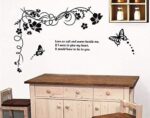 Butterfly Wall Sticker Black Vinyl Wall Art Floral Wall Paper PVC Removeable Wall Decor AY-817 - Image 6