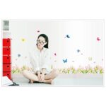 Rjjrr Pink flower butterfly wall stickers home decor DIY bedroom skirting board walls decal mural size 50x70 xls7021 - Image 4