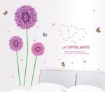 Purple Dandelion Colorful Butterflies Wall Decal Home Sticker Am 9022 - Image 2