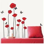 Tc976 Rote Mohnblumen-Blumen-Niederlassung Blumen Wandtattoo Aufkleber Abziehbilder Wohnkultur Stilvolle moderne Blumen Living Schlafzimmer Dekoration Küche