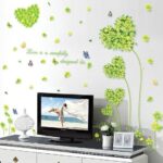 Heart Green Leaf Butterfly Wall Sticker Wall Paper Sticker Renewal Removable Stylish Cute Flower Grass Plant Butterfly Children's Room Decor Present size 50x7 am7047 - Image 2