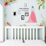 Bride and Poppy Wall Sticker, Photo Frame, Bridal Poppy Flower, Dreamy Dress, Woman size60x90 sk9353 - Image 4