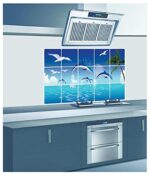 JAAMSO ROYALS Nature Blue Dolphine Wall Tiles Stickers Waterproof, Kitchen Stickers for Wall, Wall Sticker for Kitchen, Kitchen Sticker, Kitchen Tiles Wall Stickers size (75CM x 45CM) 3024 - Image 3