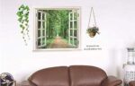 False Window Scenery 3d Wall Sticker Home Decor Green Forest Wall Decal For Living Room Wallpaper - Image 3