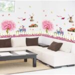 SK9008 Warm Romantic DIY Removable Wallpaper Colorful Flowers Skirting Line Wall Stickers Wall Decal Home Decor - Image 3