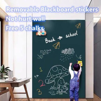 Reusable Self-Adhesive Chalkboard Wall Decal - Easy Erase, Durable PE Material for Home & Office Use, Black/Green -size:1.35feet wide x6 feet long 45x200cm