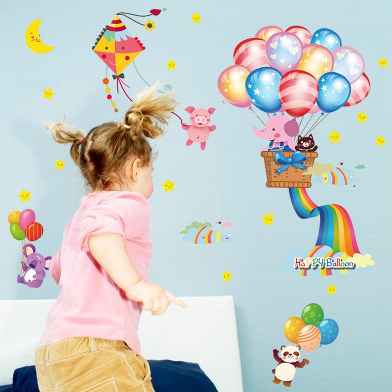 4401932_82b214d0-6ae8-4d9e-a2d2-e0dd5f8c776e WALLSTICKER/WALL STIKER 50X70-SK7020-CUTE FLYING BALLON - Image 1
