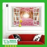 AY9234D cherry tree avenue 3d fake windows landscape green pvc wall sticker Removable wall stickers home decor wall decor - Image 5