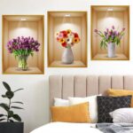 Pack of 3 Removable Self-Adhesive Wall Stickers - Home Decor Decals with Plants, Flowers - Western Wall Art for Living Room and More (Size: 30cm x 42.5cm) - Image 2