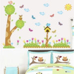 Asmi Collections Wall Stickers Kids Tree Birds Butterfly AY9183 - Image 2