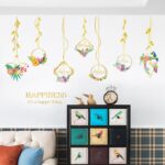 SK9351 Flower Hanging Basket Living Room Bedroom Background Decorative Wall Sticker - Image 2