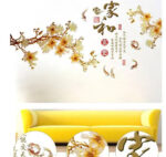 Flowers Koi Fish Carps with Chinese Old Sayings Harmonious Family Means Wealth Wall Stickers Living Room Bedroom Wall - Image 3