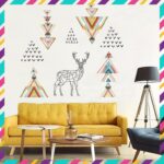 Wall decal with deer decorative stickers and artistic shapes JM7332 Zooyoo - Image 2