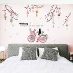 SK9357 Peach Flower Bicycle Wall Sticker - Multi - Image 4