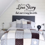 Wall Stickers Home Decor -English Quote "Every Love Story Is Beautiful" Vinyl Lettering Words Wall Art Quote Sticky Decals size 45x67 dz023
