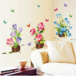 Ay7274 Hand-painted Potted Wall Sticker Flower Vinyl Stickers Wall Sticker For Kids Rooms Muurstickers Home Decor Bedroom Mural - Image 2