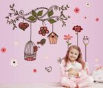 Simple Warm Pink Birdcage Removable Wall Sticker Ay7102 - Image 3