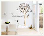 OneHouse Our Love is A Story Without End Quote Tall Tree with Birds Wall Decal Leaves Wall Sticker Decor - Image 2