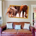Removable 3D Background Elephant And Baby Elephant Living Room Bedroom Decorative Wall Stickers - Image 2
