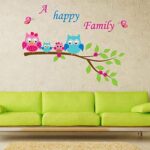 Home Decoration Kid's Room Decal Cartoon Cute Happy Owl Family Wall Sticker size 45x60 ay6013 - Image 5