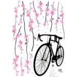 Ay931 ELECTROPRIME Peach Blossom Bike Pattern Bedroom Removable Wall Sticker Decal Mural - Image 2