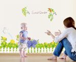 Sweet Garden Green Grass Flowers Wall Decal Home Sticker Paper Removable Living Dinning Room Bedroom Kitchen Art Picture Murals DIY Stick Girls Boys kids Nursery Baby Playroom Decoration size 50x70 ay7222