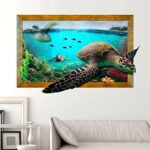 ChezMax 3D Sea Turtle Wall Sticker DIY Removable Wall Decals Wallpaper Decorative Wall Art Mural for Home 23.6" X 35.4" - Image 2