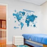 Waterproof 3d blue world map wall stickers office rooms decals decor wall art bedroom for Xh0960home decorations wall decals - Image 2
