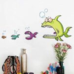Cartoon Big Fish Eat Small Fish Wall Stickers Home Decor Living Room Bedroom DIY Art Mural Removable Wall Sticker size 50x70 xh6225 - Image 2